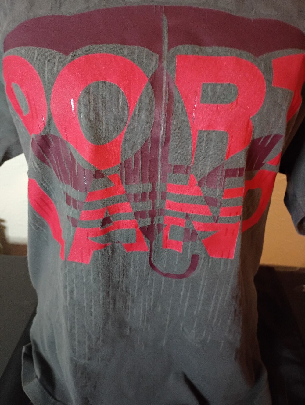 Men's Graphic Crewneck T-Shirt in Charcoal with Red Print